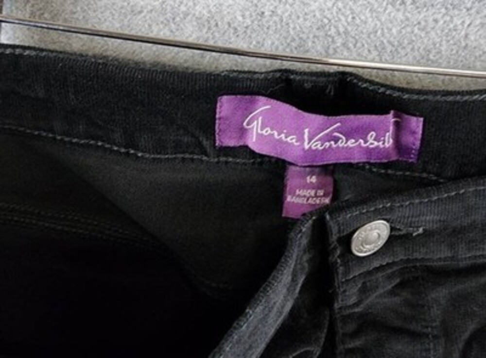 Gloria Vanderbilt Amanda Cord Casual High Rise Pants Women's 14 Black Button Zip - Picture 10 of 13